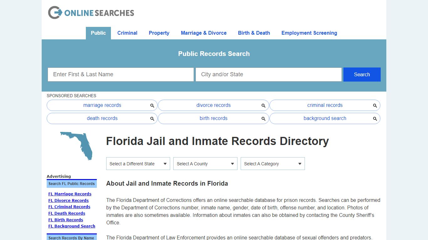 Florida Jail and Inmate Records Search Directory - OnlineSearches.com